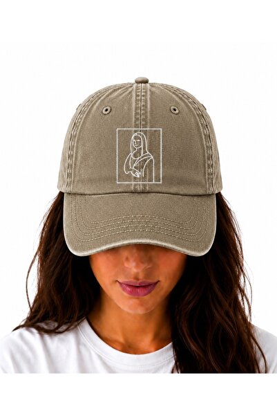 WeavedCo Monalisa Art Vintage Washed Hat (Not Printed, Embroidered)