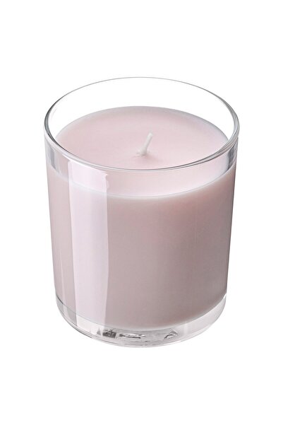 IKEA LOTSFÅGEL Scented candle in glass, Pink flowers pale pink, 40 hr