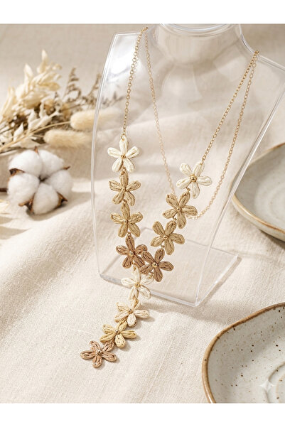kasımoğulları concept Boho-Chic Layered Necklace with Wicker Flower Detail – ...
