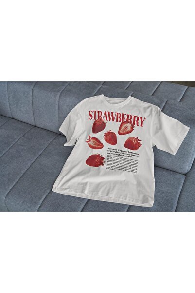 Grafftee Clothing Strawberry Printed Unisex Oversize T-Shirt