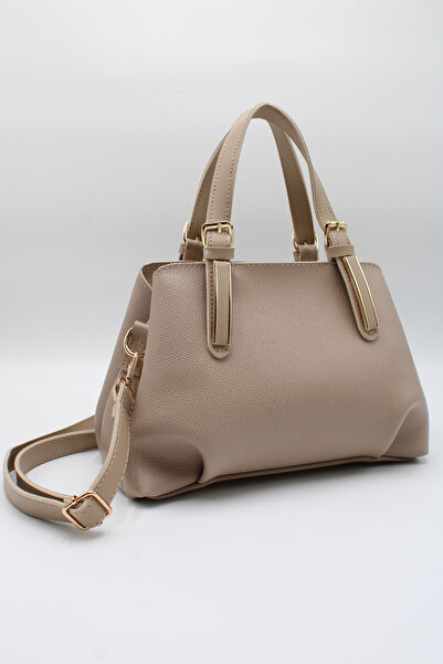LASSO Women's Beige Double Handle Inner Pocket Drawstring Leather Crossbody H...