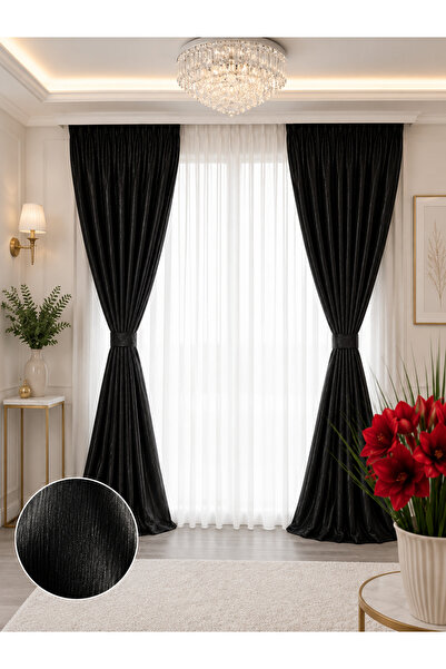 Liz Line Set doua draperii blackout 100%, opreste caldura si frigul, cu rejan...