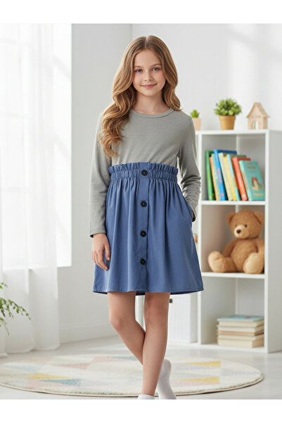 Take Two By Styli Girl's Colorblocked Elastic Waist Button Front Long Sleeve ...