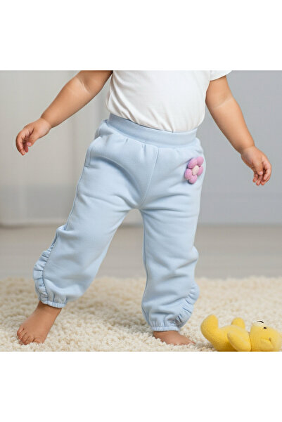 Juniors Elastic Waist Joggers with Floral Applique