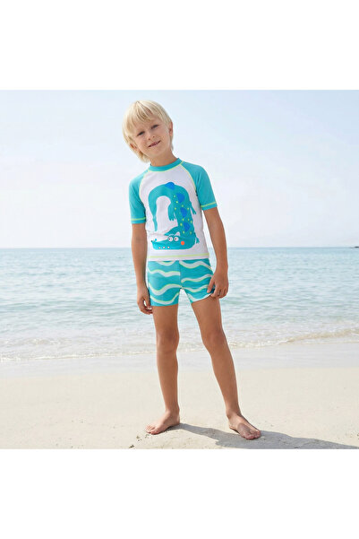 Juniors Boys Crocodile Print Rash Guard Set
