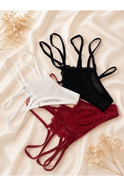 Bellaviera Underwear Bellaviera Nightlight | Dantelli Çapraz Bantlı Tanga String