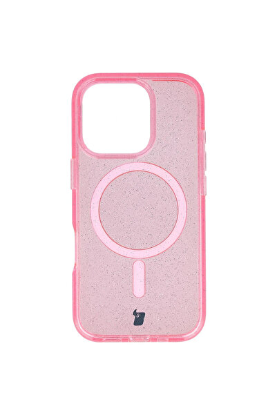 BizonMobile Калъф Bizon SparklO MagSafe за iPhone 16 Pro, Блестящо розов