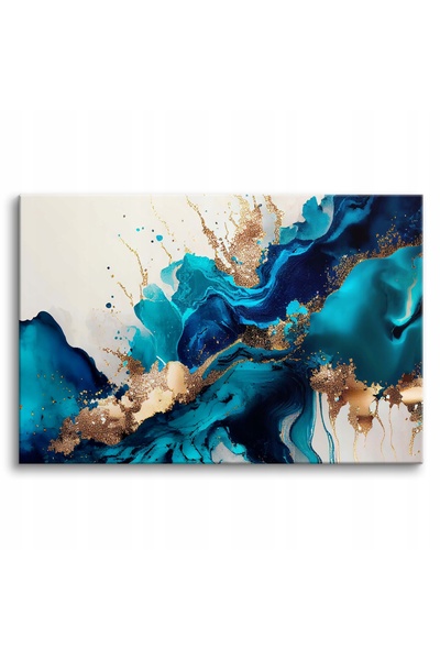 Naklejkomania Tablou pe panza, Abstractie albastra, Xl 120x80 cm, Cu rama, Ti...