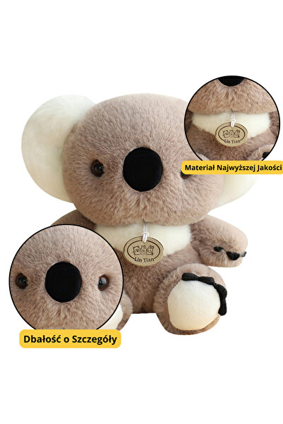 LeanToys Mascotă de pluș, jucărie de îmbrățișat, Koala, gri, 23cm