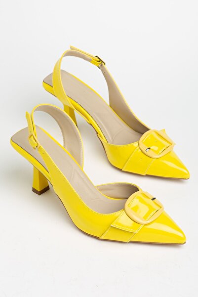 Hayalimdeki Ayakkabı Mira Women's Yellow Patent Leather Buckle Detailed Thin ...