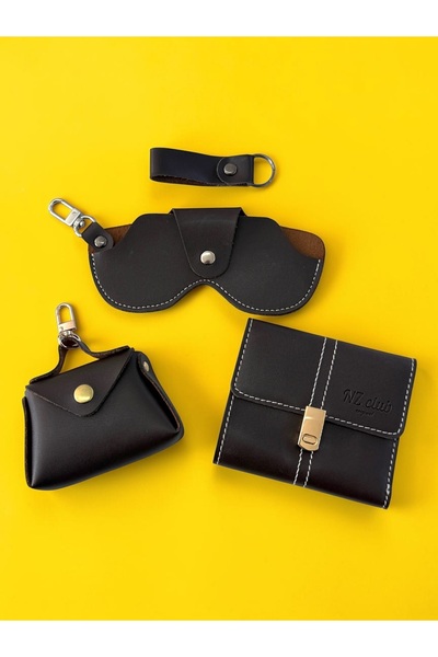 NZCLUB Stylish Minimalist Set of 4 (Women's Wallet, Glasses Case, Bag Ornamen...