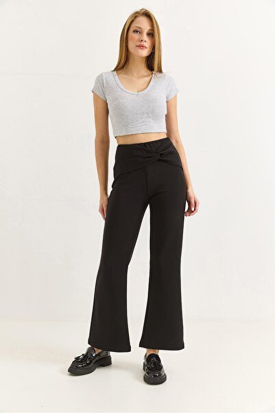 Raneel Kazançlı Alışveriş Women's Black Modal Waist Detailed Soft Textured Black