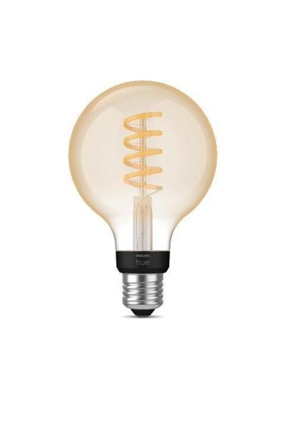 Philips Hue Bec LED inteligent cu filament, tip glob, E27, cu lumină albă amb...