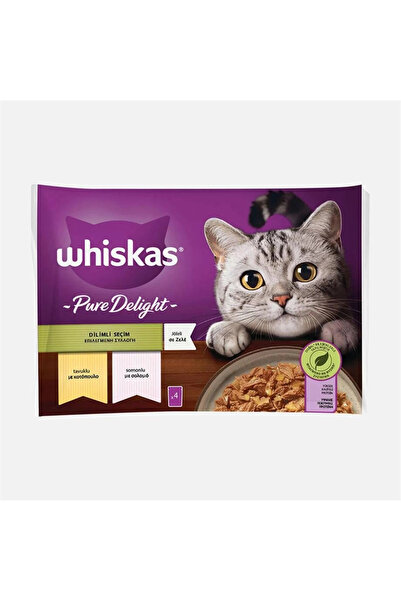 Whiskas Pure Delight Dilimli Seçim Tavuklu ve Somonlu Poşet Yaş Kedi Maması 4...