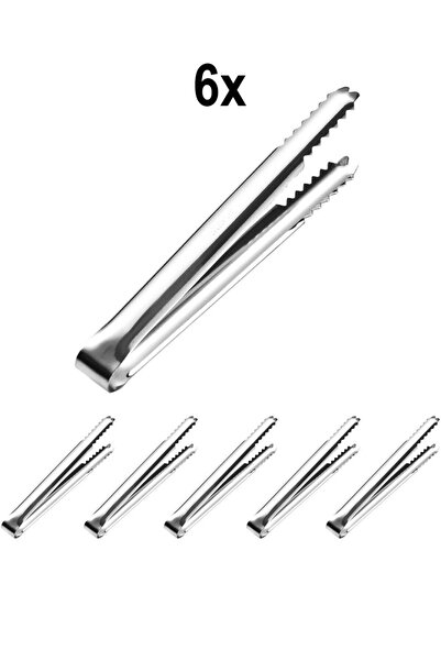 Chavin 6 Pieces 304 Steel 14.8 Cm. Ice and Sugar Tongs Mt130-6