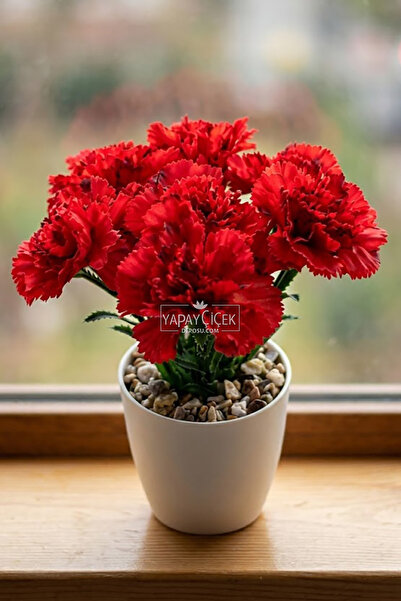 Yapay Çiçek Deposu Artificial Flower Aura Series Carnation Arrangement 25 cm Red