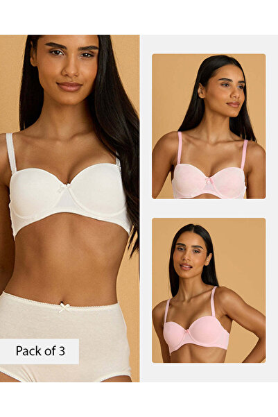REDTAG Women Assorted Printed & Solid Balconette Padded Bra Pack Of 3