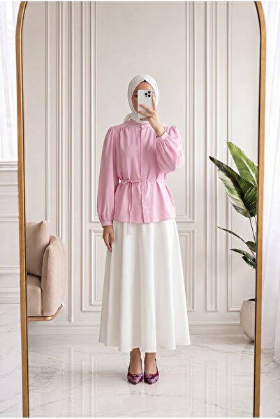 Holehola Binay Omzu Gathered Modal Shirt-Bn4719 Pink