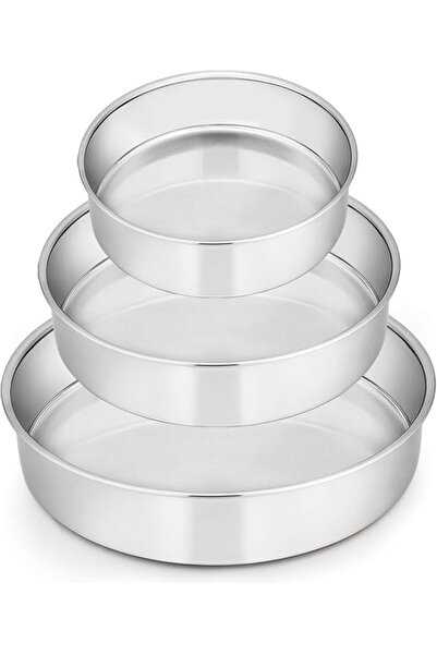 The Bros Cake Pan Set of 3 (6 inch/8 inch/9½ inch), Stainless Steel Round Lay...