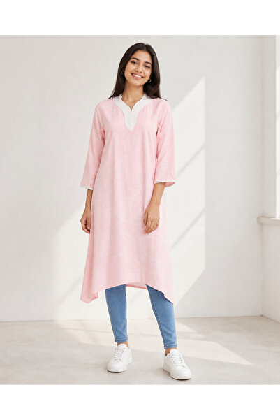 REDTAG Senior Girls Pink And Embroidered Kameez