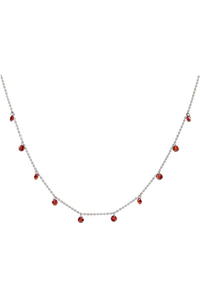 MINZA Florence Women's Necklace, 925 Sterling Silver, Beaded Chain Necklace, ...