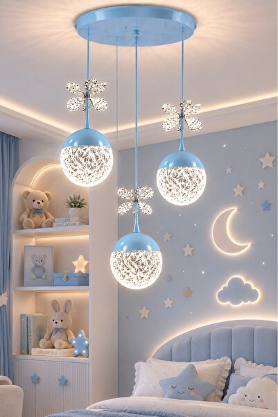 Buiva Bruce Model Led Avize Baby Blue 3 Renk Işıklı Sarkıt Power Ledli Avize ...
