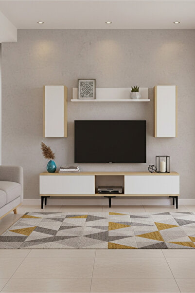 cnyr TVR1599DB APLOS TV ÜNİTESİ TAKIMI SAFİRMEŞE-BEYAZ 150CM