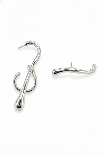 Jack Ferrero Modern Asymmetric Silver Color Earring Set - Stylish and Origina...