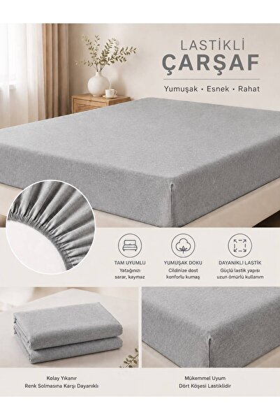 Çift Kişilik 160x200 Pamuklu Lastikli Çarşaf (Yastık kılıfsız)