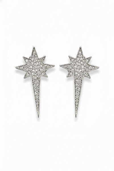Jack Ferrero Star Design Zircon Stone Silver Color Sparkling Bijouterie Earri...
