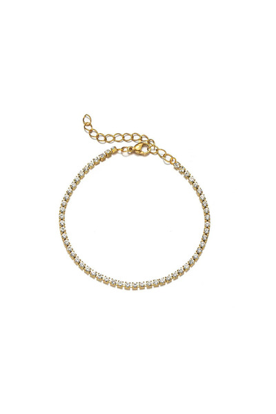 Black Season Adjustable Shiny Zircon Tennis Bracelet-17Cm