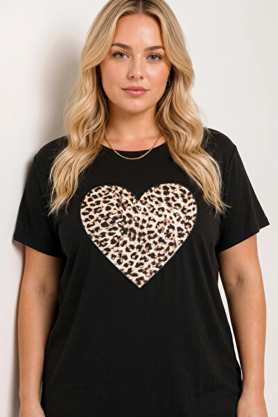 Shape Of You Tricou cu imprimeu inimă leopard