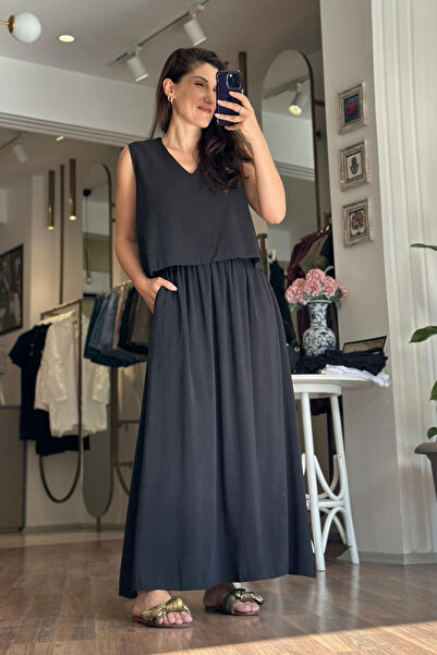 Unique Boutique Black Modal Fabric Skirt-Blouse Set