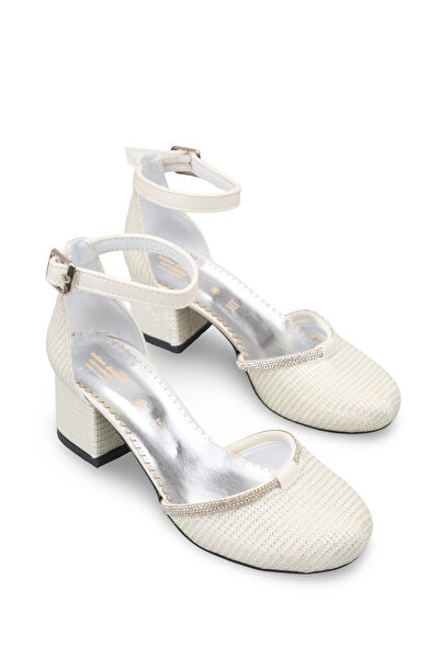 Miss Junior White Glittering Stone Girls' Heeled Shoes Evening Dress Wedding ...