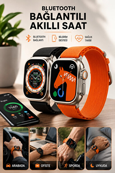 Genel Markalar Bluetooth Bağlantılı 49MM Dokunmatik Akıllı Saat Sağlık ve Spo...