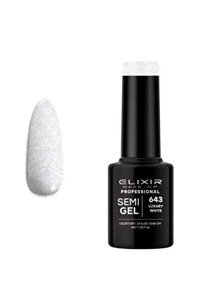 Elixir Επαγγελματικό Ημιμόνιμο Βερνίκι Νυχιών Τζελ 643 Πολυτελές Λευκό με Γκλ...