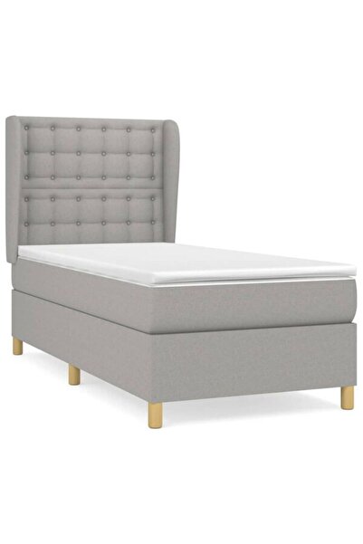 vidaxl Pat continental cu saltea, gri deschis, 80 x 200 cm, textil