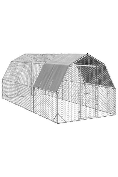 vidaxl Coșă de găini cu acoperiș 2.5 x 6 x 2.25 m din oțel galvanizat