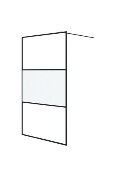 vidaxl Perete cabină de duș walk-in negru 115 x 195 cm, sticlă ESG semi-mată