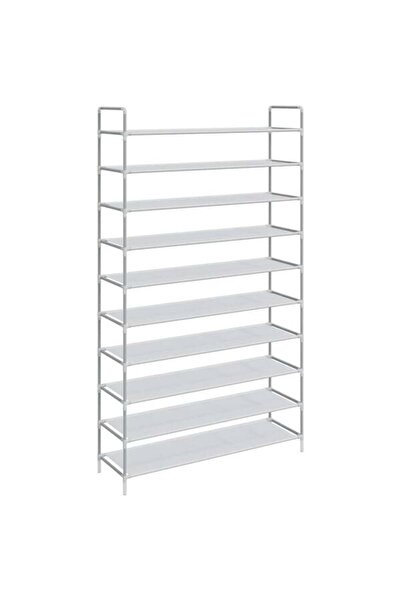 vidaxl Raft pentru pantofi cu 10 rafturi, metal și țesătură nețesută, argintiu