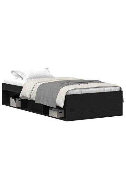 vidaxl Cadru de pat fără saltea Stejar negru 90 x 200 cm Lemn prelucrat