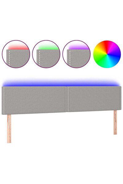 vidaxl Tăblie de pat cu LED, gri deschis, 180x5x78/88 cm, textil