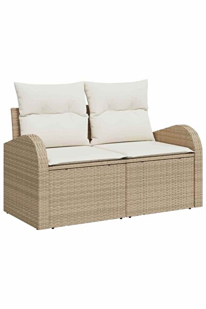 vidaxl Canapea de grădină cu pernă Bej 124 x 62 x 69cm poliratan