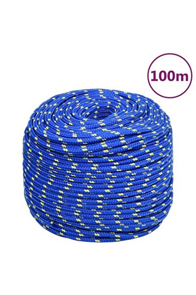 vidaxl Frânghie de barcă, albastră, 10 mm, 100 m, polipropilenă