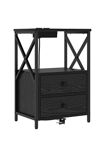vidaxl Dulap de noapte Stejar Negru 40 x 31 x 60 cm Lemn compozit