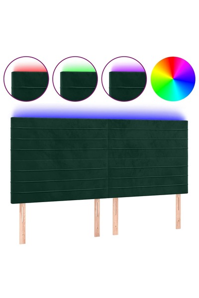 vidaxl Tăblie de pat cu LED, verde închis, 180x5x118/128 cm, catifea