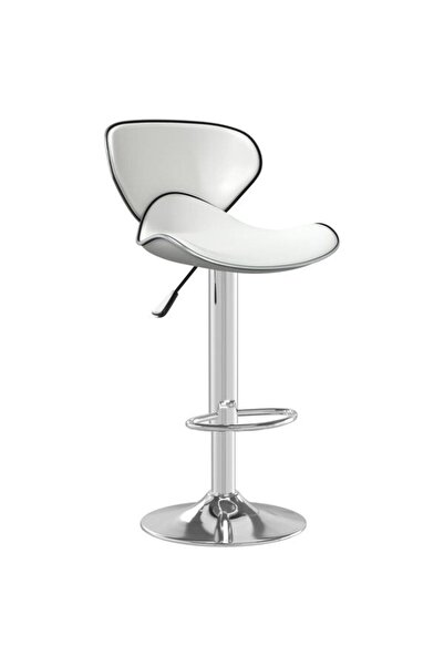 vidaxl Scaun de bar, alb, piele ecologică
