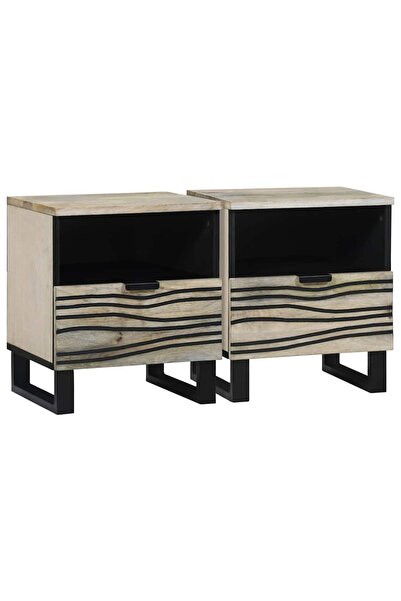 vidaxl Dulap de noapte cu sertar 2 pcs Alb și negru 40 x 33 x 46 cm