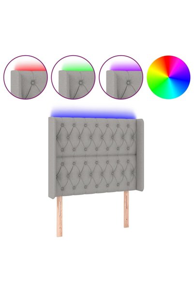 vidaxl Tăblie de pat cu LED, gri deschis, 103x16x118/128 cm, textil
