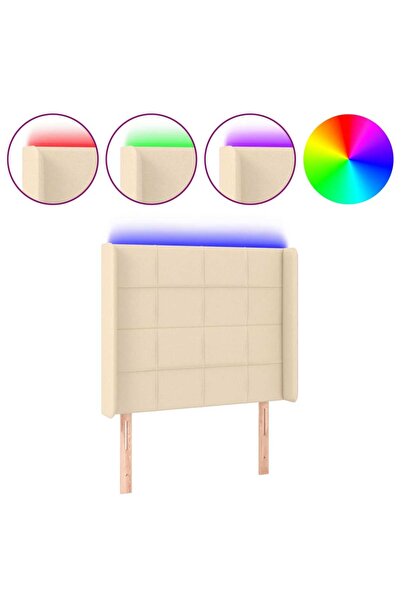 vidaxl Tăblie de pat cu LED, crem, 93x16x118/128 cm, textil